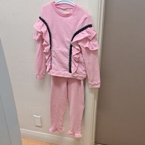 Charming Pink Ruffle Kids Pajama Set